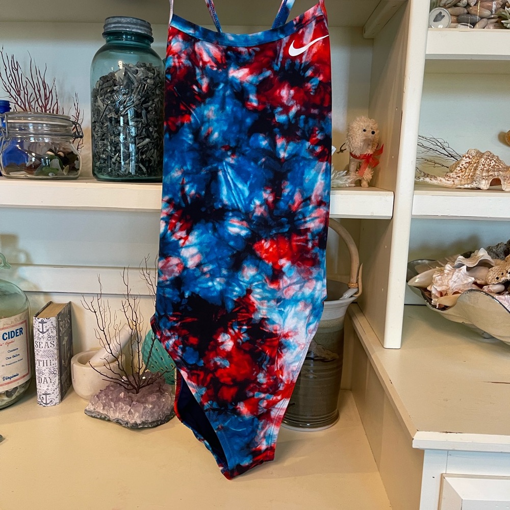 Nike swimsuit one piece red and blue